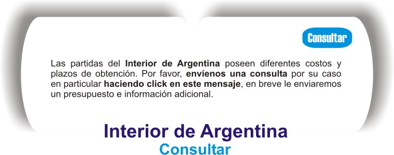 Costo para tramitar partidas en Argentina.